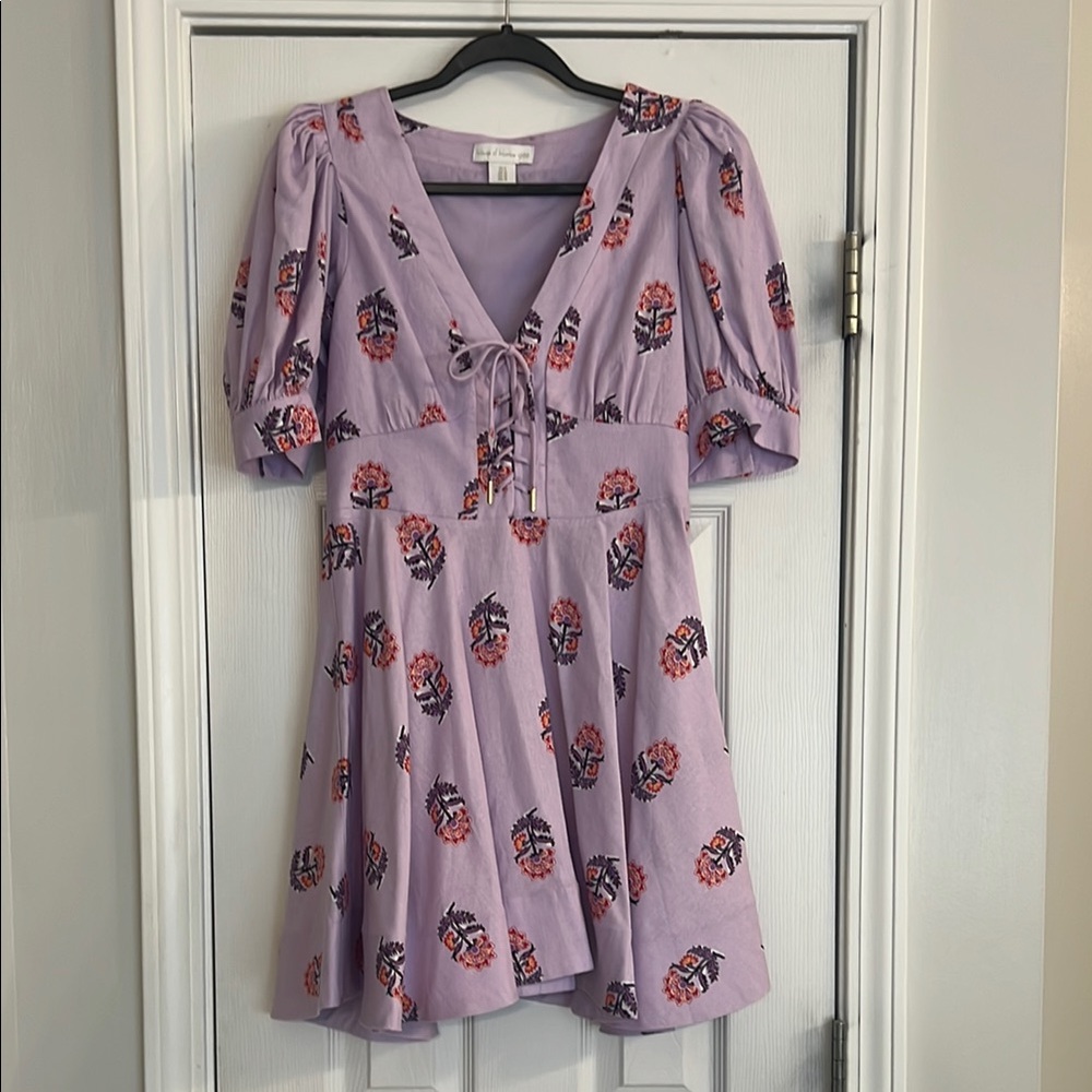 House of Harlow 1960 Lilac Floral Tie-Front Mini Dress